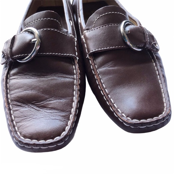 L.K. Bennett Loafer 39 9/9.5 Brown Buckle Shoe - Picture 11 of 15